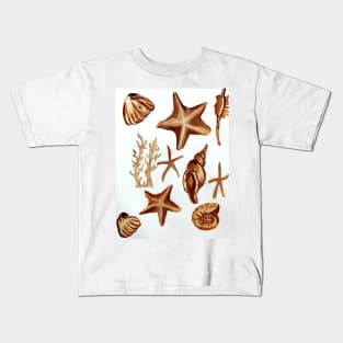 Summer shells pattern in coffee Kids T-Shirt